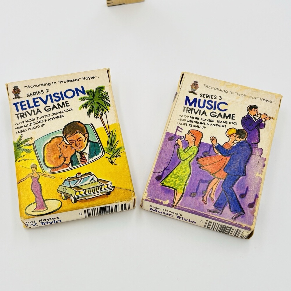 1984 "According To Professor Hoyle" Trivia Card Game Lot Of 2 Television & Music